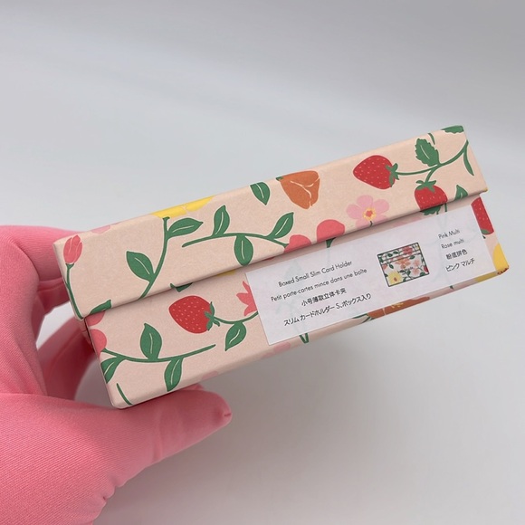 Kate Spade Boxed Madison Strawberry Garden Small Slim Card Holder Pink Multi - Picture 9 of 15